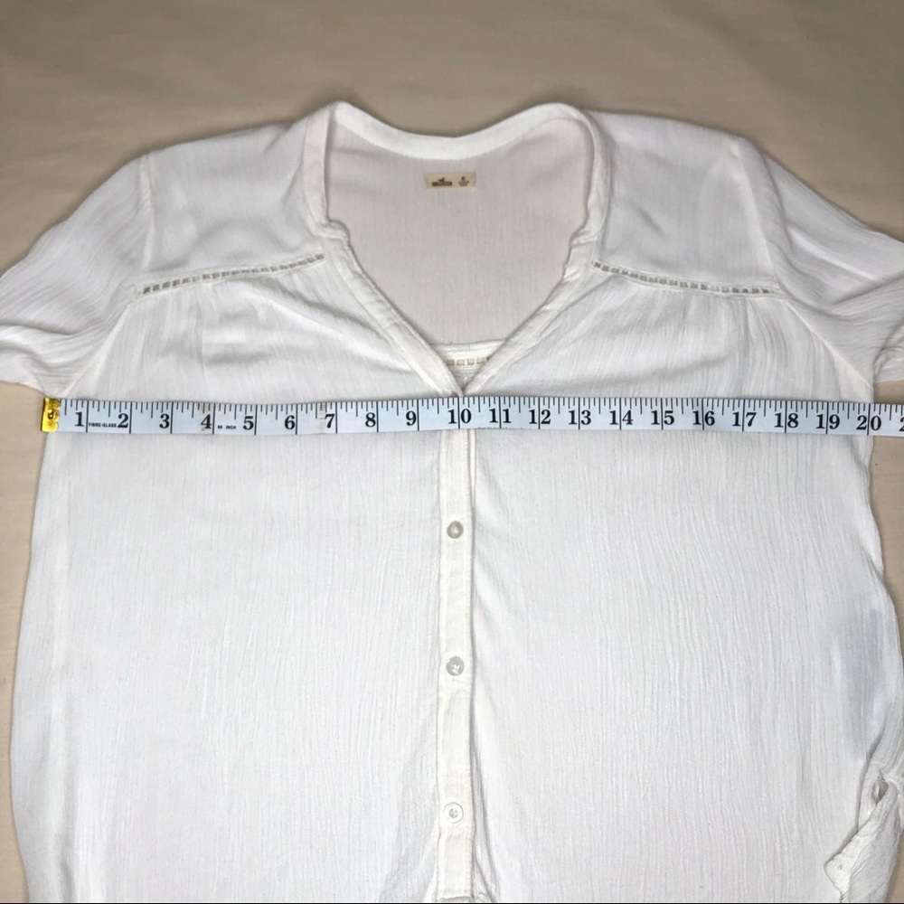 Hollister Boho Blouse Hi Low V neck Crochet detail XS - Picture 11 of 14